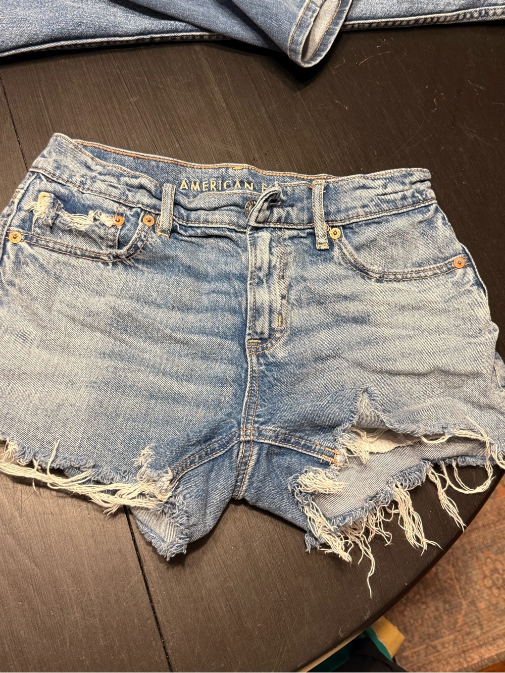 American Eagle Outfitters Light Blue Distressed High-Rise Denim Shorts
